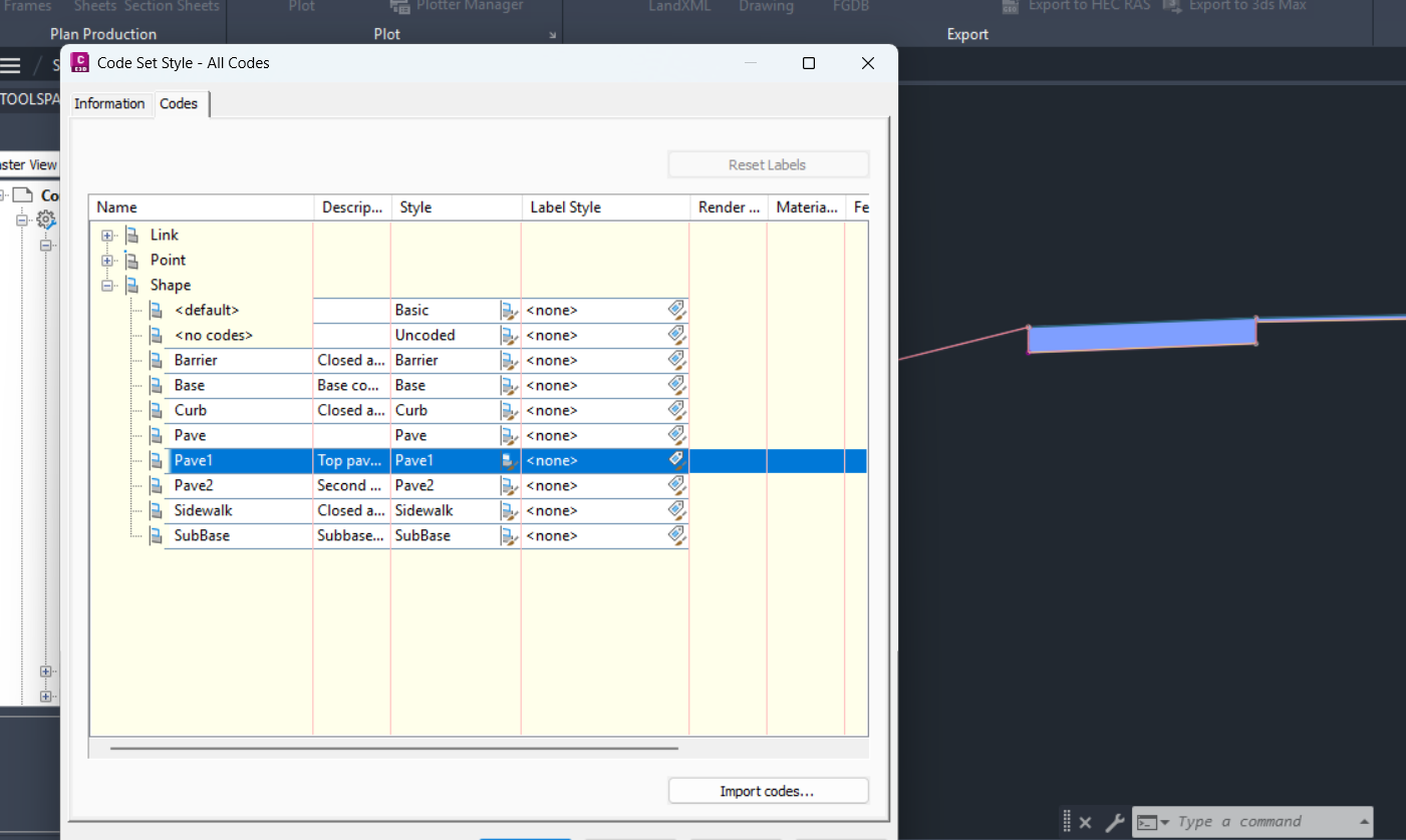 Code tab in Settings