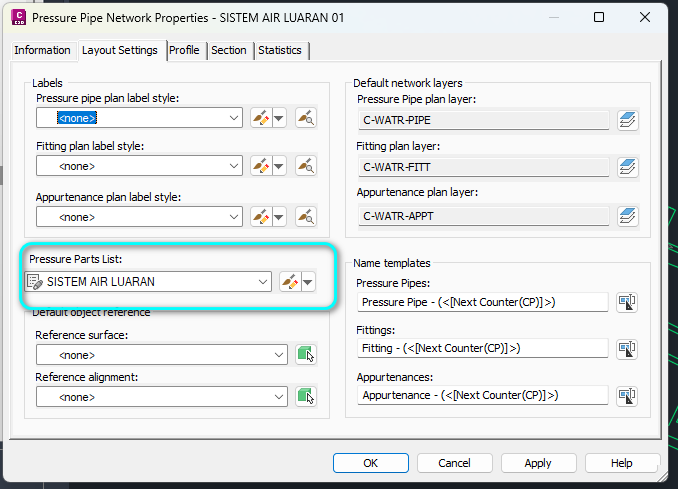Pressure Network parts list