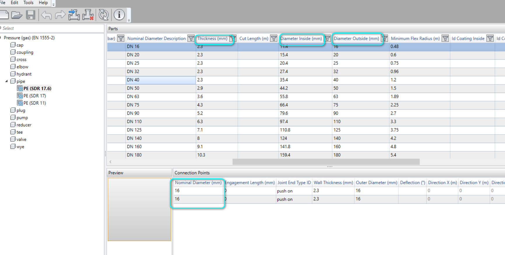 pipe parameters