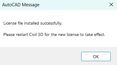 License file installed successfully