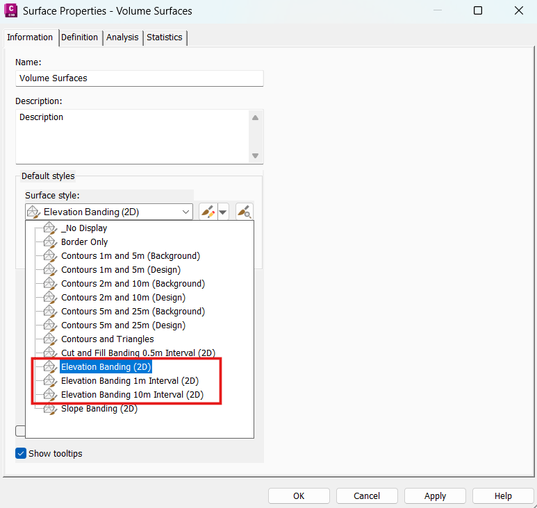 Elevation Surface Styles