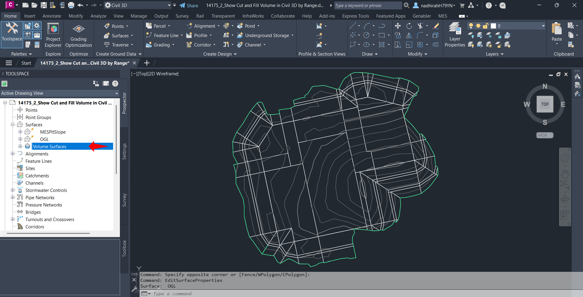 TIN Volume Surface Created from 2 Surface