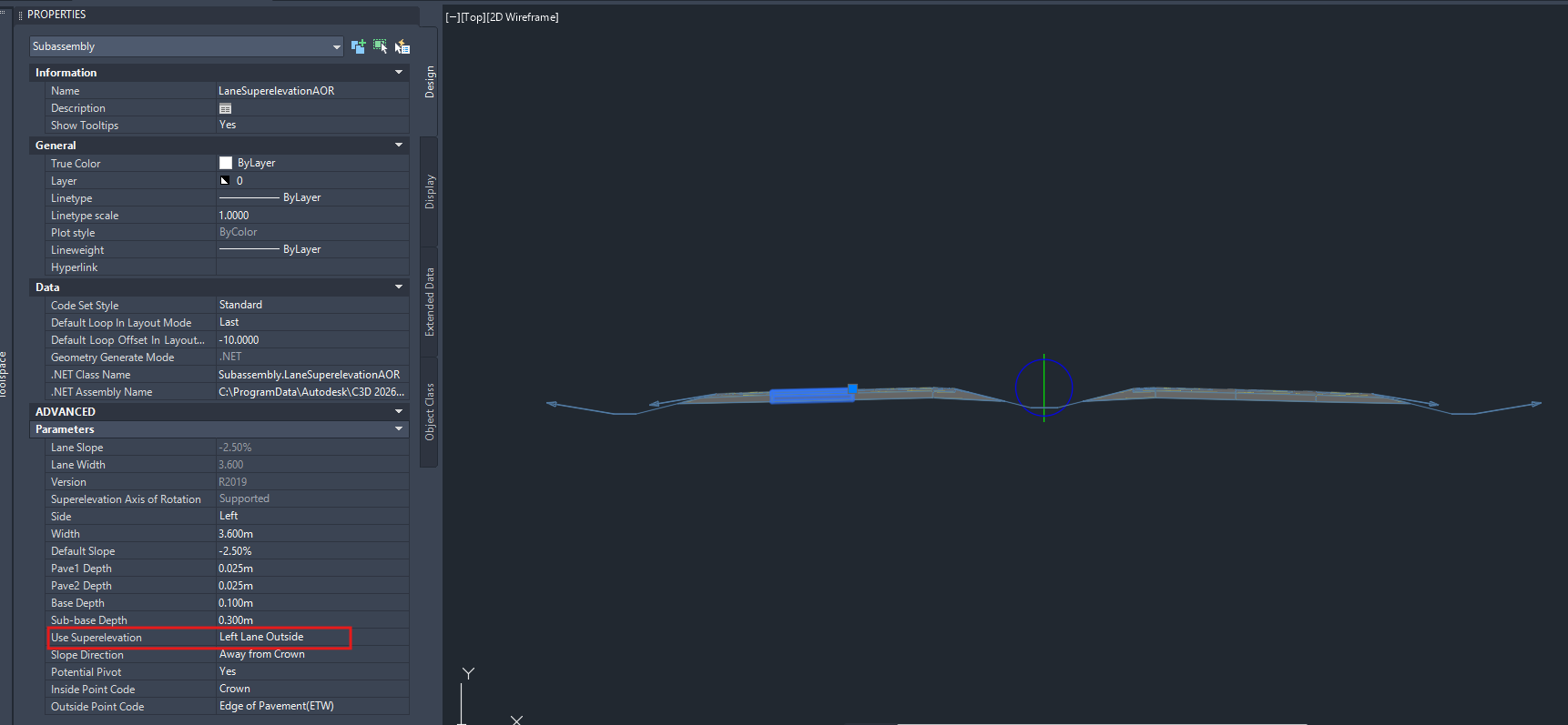 Use Superelevation Parameter